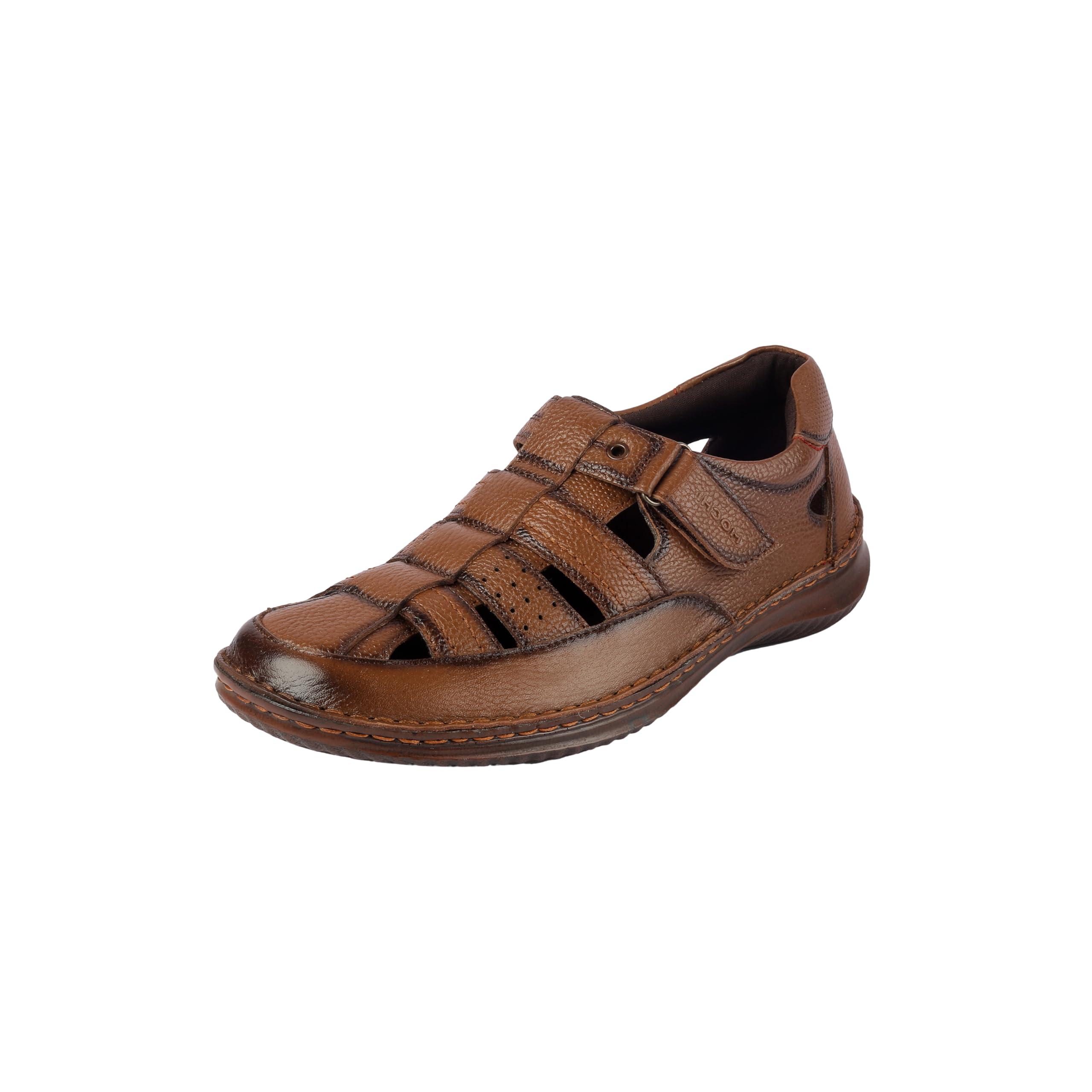 Buy Mochi Men's Tan Velcro closure Casual - Sandals with Flats UK